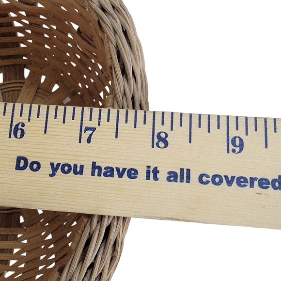 Basket Woven Brown Tall Single Oak Handle Decorative  8" x 7" Vintage Sturdy. - Picture 6 of 8